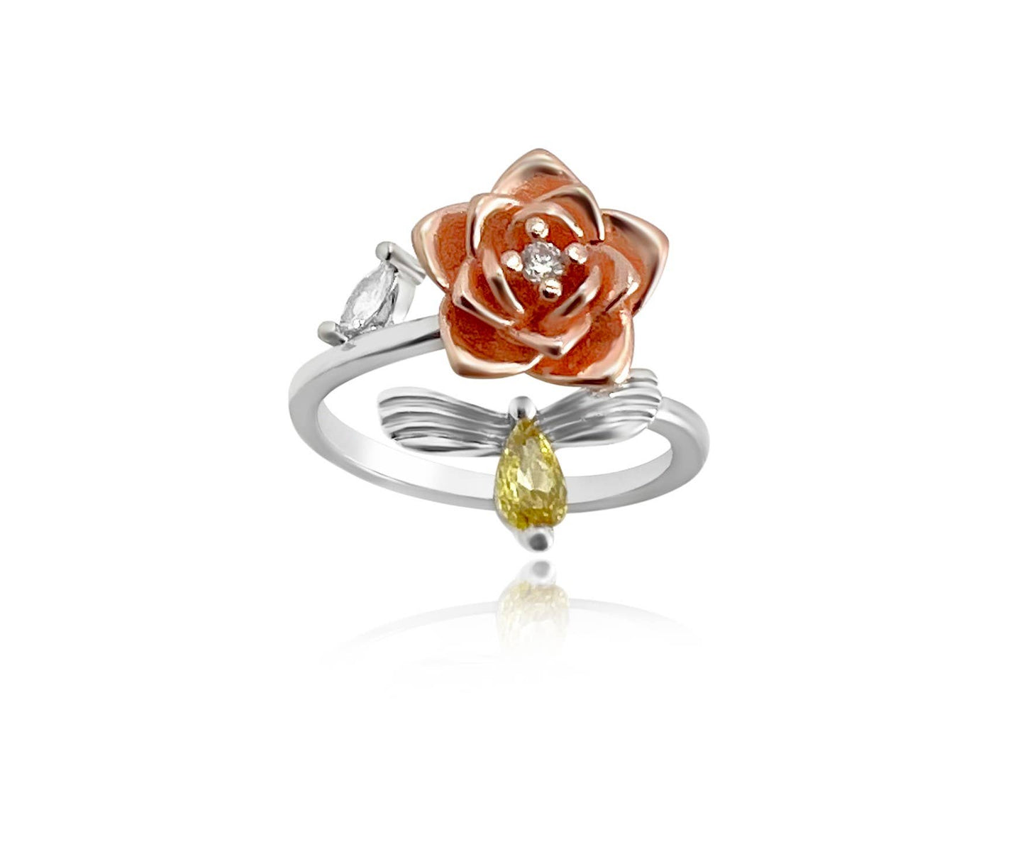 RP 91 Silver and rose gold rose design spinner ring