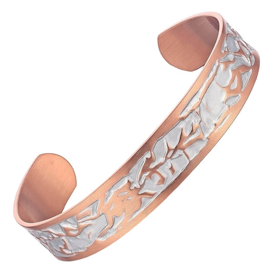 BF 09 Silver color irregular hammered Copper Bracelet