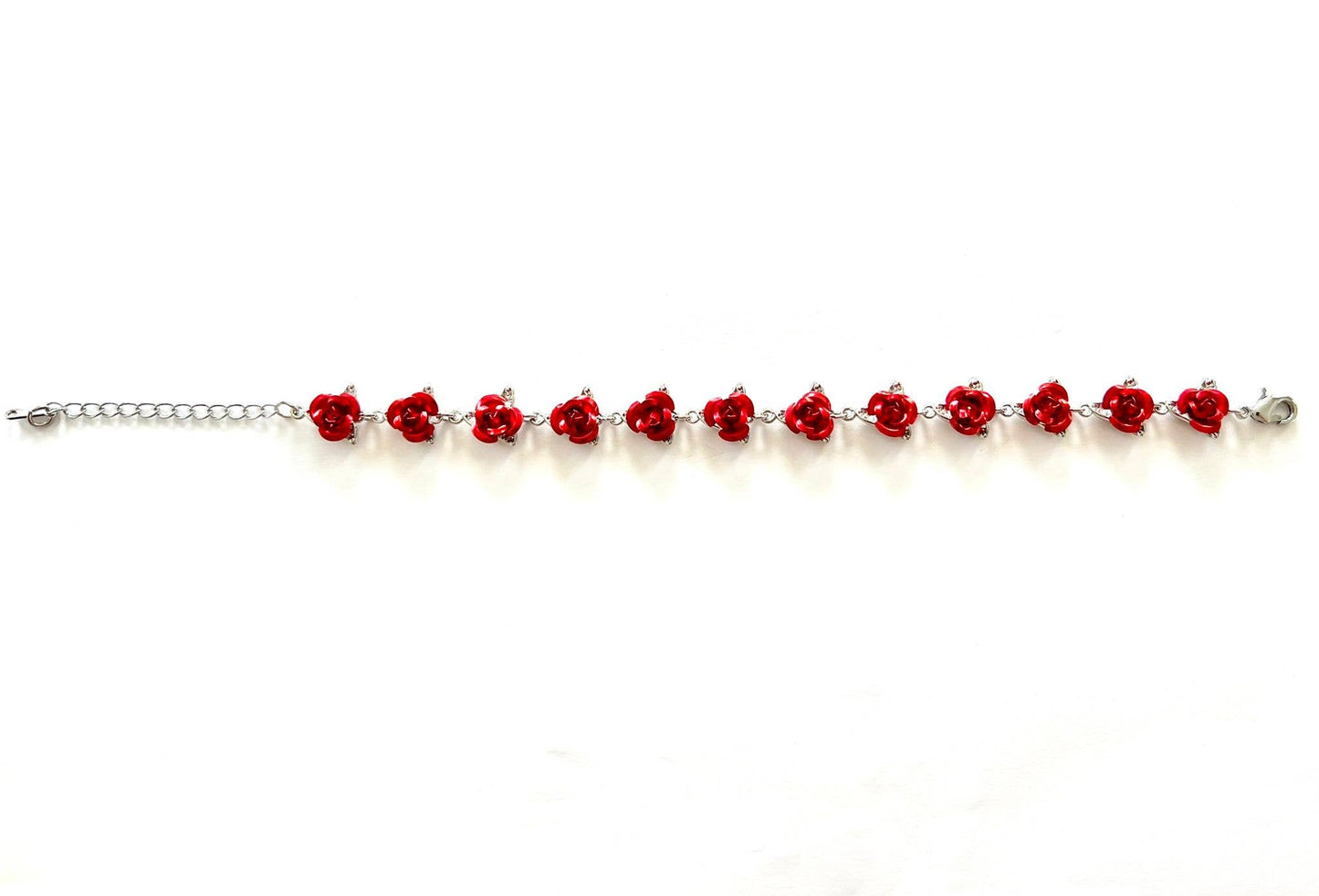 CB P18 Red Rose Steel Chain Bracelet