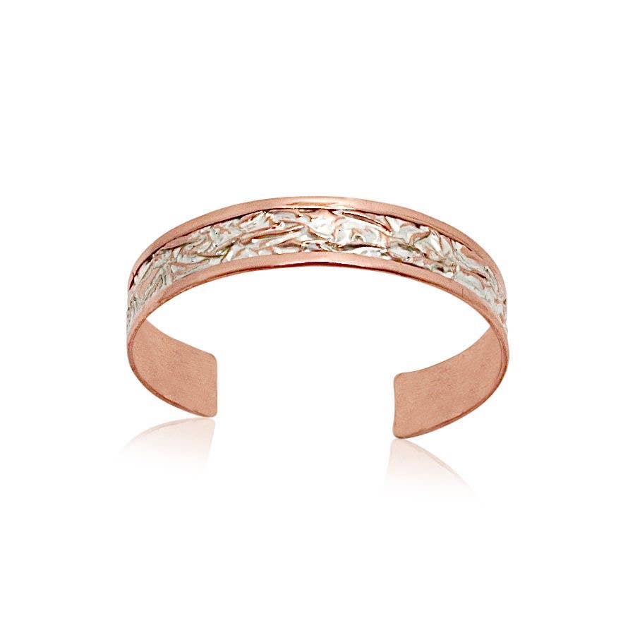 BF 09 Silver color irregular hammered Copper Bracelet