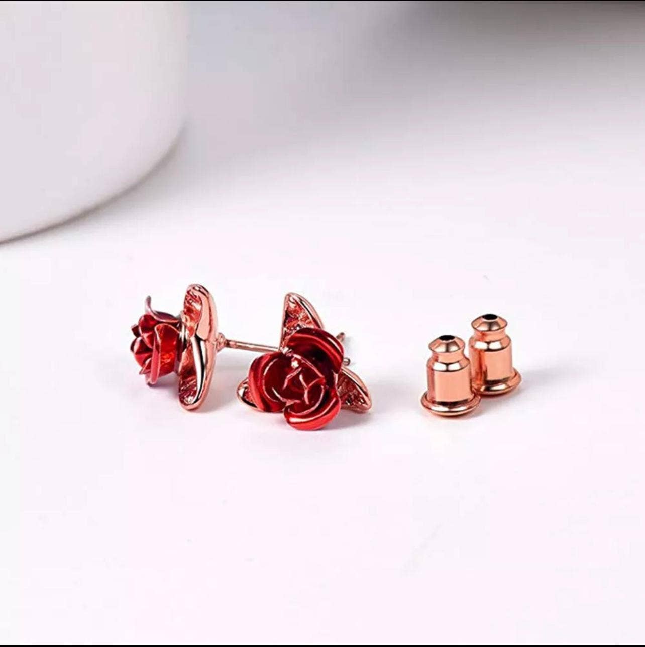 EP 30 Red Rose Rose gold stud Earrings