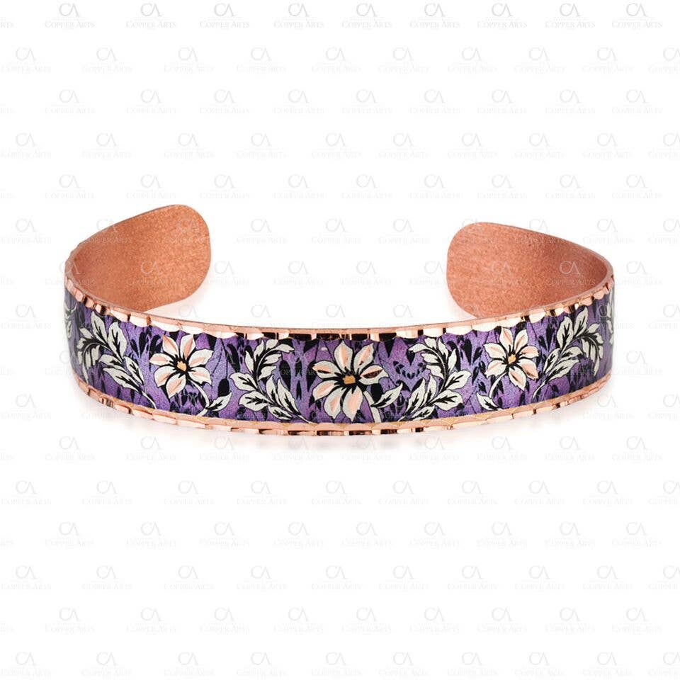 BNF 01 Purple flower  Narrow Design adjustable Bracelet