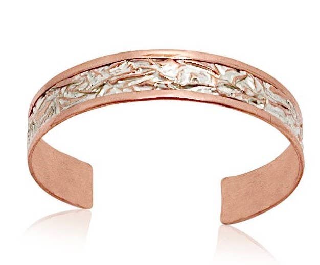 BF 09 Silver color irregular hammered Copper Bracelet