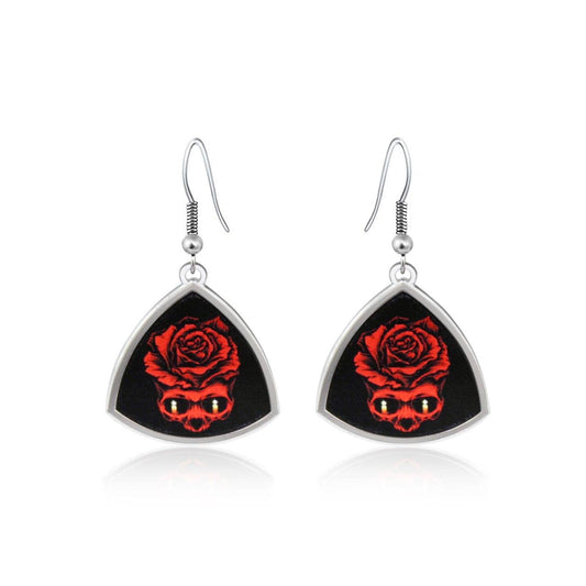 EP 75 Skull Rose and Candle , Day of the Dead Earrings